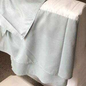 Queen bedskirt. Normal size. Color is Aqua.